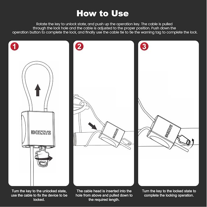 Adjustable Cable Locks with 3 Keys | 6.56ft L x 1/6in D Aluminum Steel Cable - Image 7