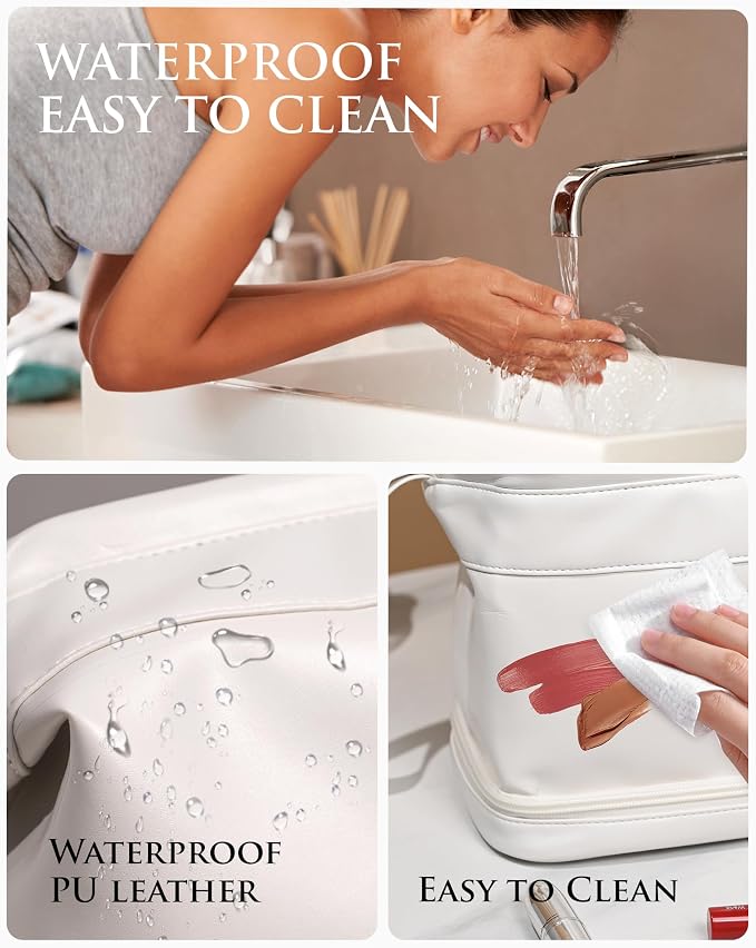 Initial Large Makeup Bag, Gift for Women Personalized Double Layer Cosmetic Bag - Image 7
