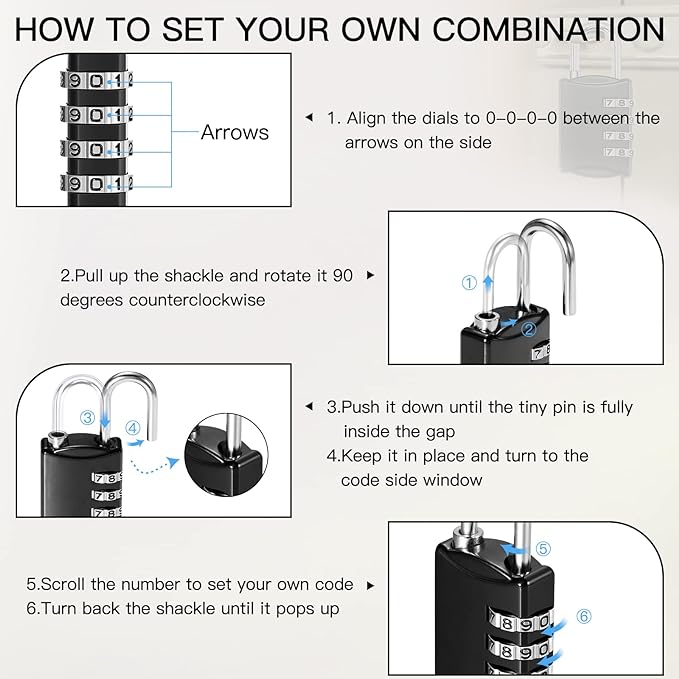 Sadnyy 60 Pcs 4 Digit Combination Locks Combination Padlock Luggage Number - Image 4
