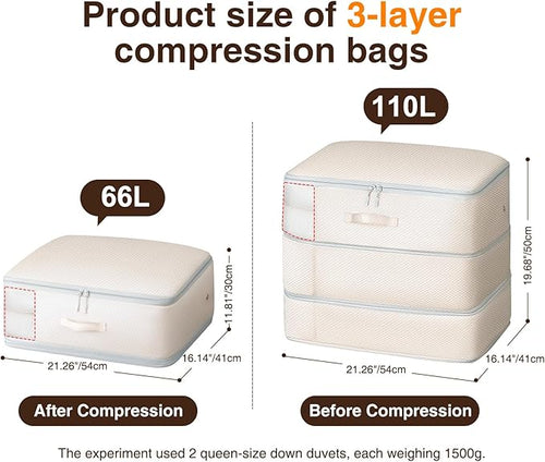 2 Pack Compression Storage Bags - 110L Large Capacity Comforter Storage Bag - Image 2