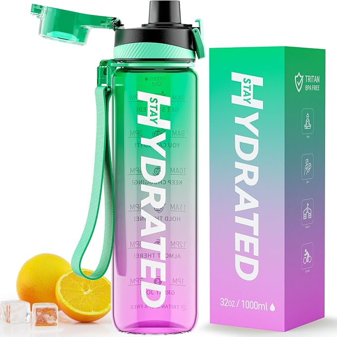 Water Bottle, 32 oz Motivational Water Bottles by Mevoly