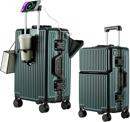 2-Piece Hardshell Zipperless Luggage Set, 20/26" Aluminum Frame Hardshell by cycyCarry