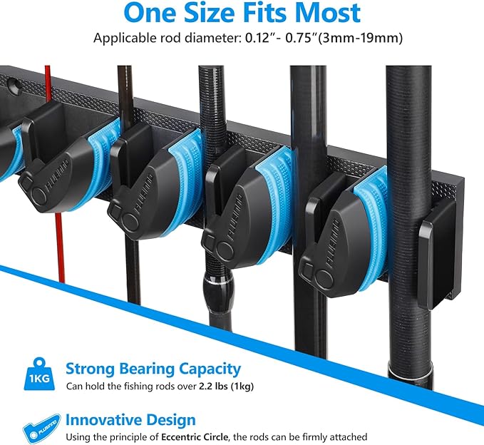PLUSINNO 2 pack Vertical Fishing Rod rack, Wall Mounted Fishing Rod holder - Image 3
