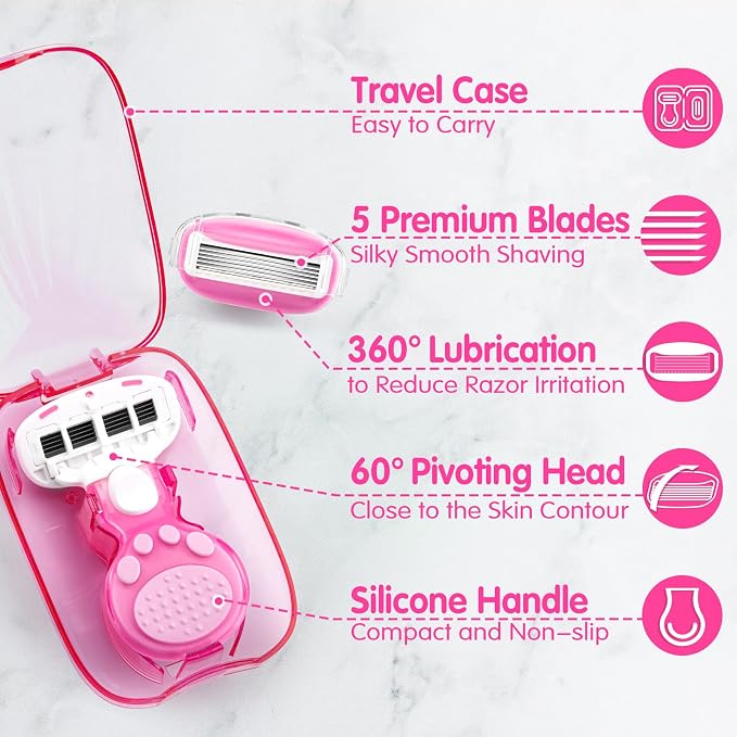 DreamGenius Travel Razors for Women, Travel Size Toiletries Include 1 Handle - Image 4