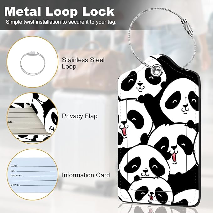 2Pack Luggage Tags for Suitcases, Cute Unique Pu Leather Cruise Luggage Tag - Image 2