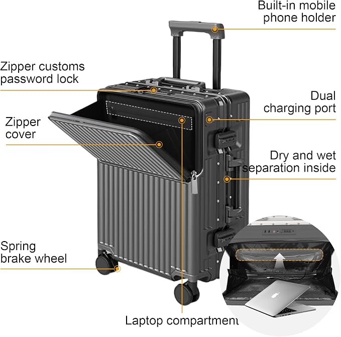 Hard Shell Luggage 24 Inch Travel Luggage, Carry-On Luggage Spinner TSA - Image 2