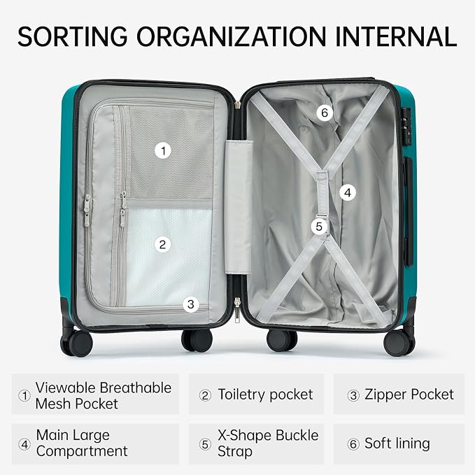 MILADA Luggage Sets With Spinner Wheels, Hard Shell Suitcases TSA Approved - Image 6
