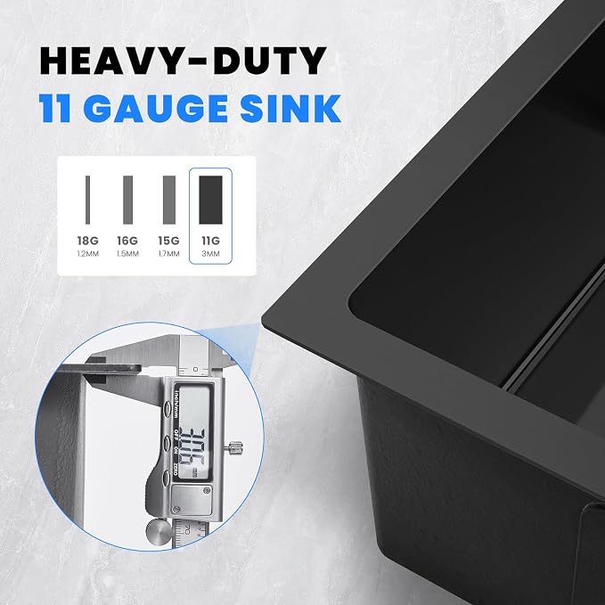 POPFLY 15 Inch Bar Sink, Stainless Steel Single Bowl 18 Gauge Handmade 8 inch - Image 3