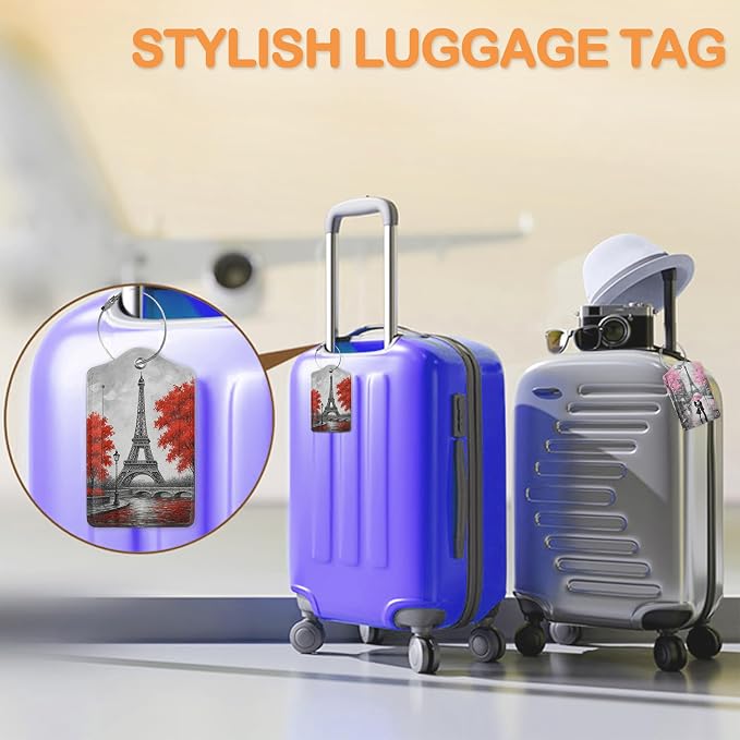 Eiffel Tower Paris 3 PCS PU Leather Luggage Tags - Image 5