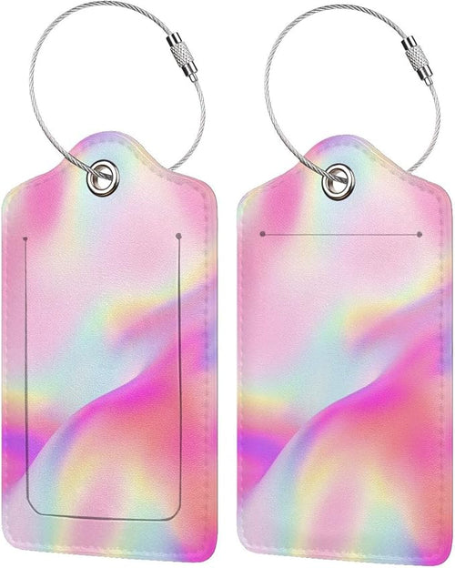 2Pcs Shining Pink Luggage Tags, Colorful Fancy Glittering Name ID Identifier by OUZPGAQ