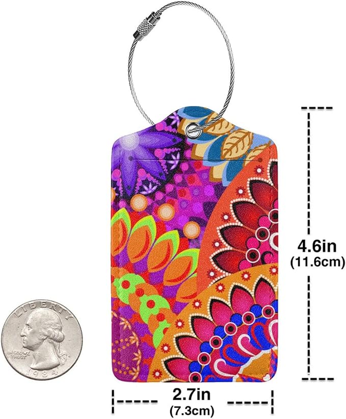 Colorful Mandala Style Luggage Tags Bright Red Bag Tag - Image 5
