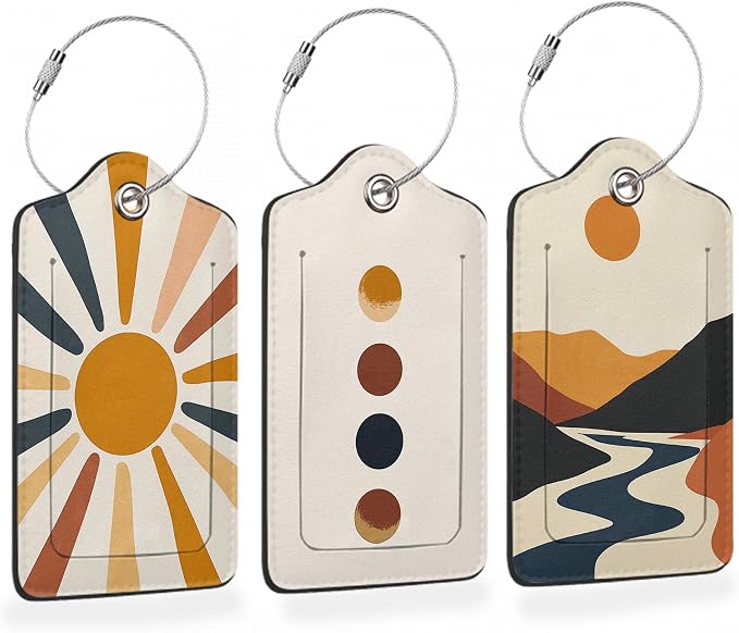 Boho Color Sunburst PU Leather Luggage Tags by Losthll