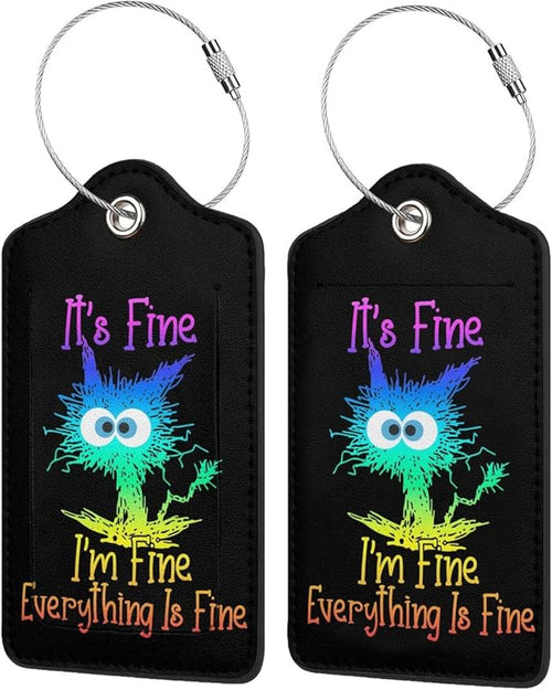 2 Pack Luggage Tags for suitcases Cute Funny I'm Fine It's Fine Color Luggage by Wvpslak