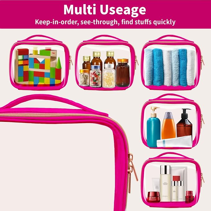 TSA Approved Travel Toiletry Bag, 3 Pack Clear Makeup Bags - Image 4
