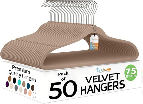 50 Pack New Premium Quality Velvet Hangers Ultra Thin Non Slip Adult Felt Space by TECHZOO