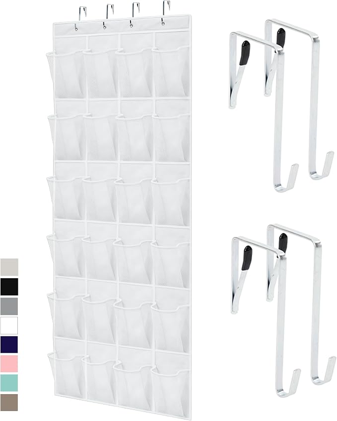 GORILLA GRIP Over the Door Shoe Organizer, 24 Large Breathable Mesh Pockets by GorillaGrip