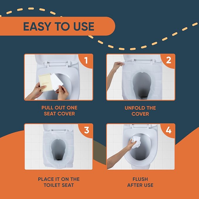 Disposable Toilet Seat Covers Pack of 50 XLarge Flushable Paper Travel Toilet - Image 5