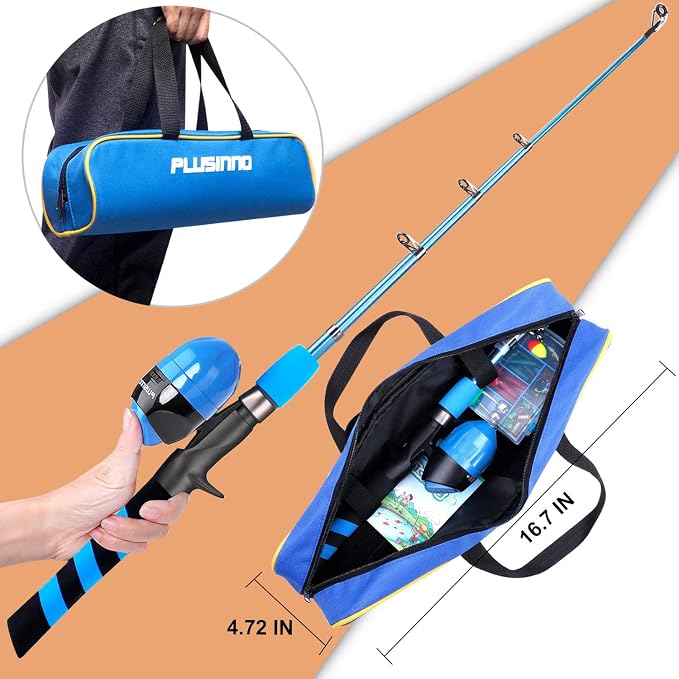 PLUSINNO Kids Fishing Pole, Portable Telescopic Fishing Rod and Reel Combo Kit - - Image 4