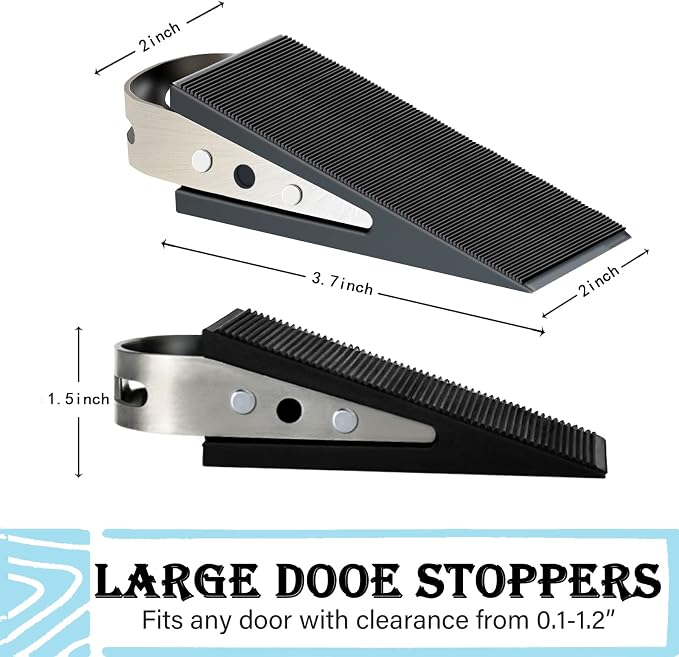Shackcom Rubber Door Stopper Wedge, 4 Pack Black Heavy Duty Door Stop Suitable - Image 2