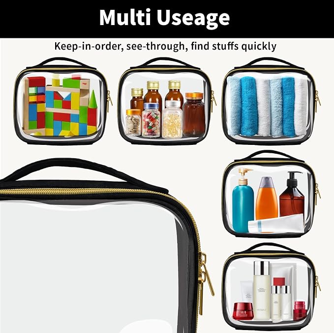 TSA Approved Travel Toiletry Bag, 4 Pack Clear Makeup Bags - Image 4
