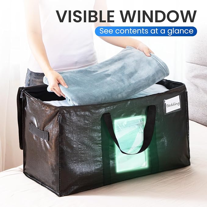 TAILI Extra Large Moving Bags, 8 Pack Black Heavy Duty Totes - Image 2