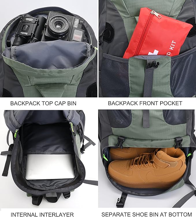 Bseash 50L Hiking Backpack, Water Resistant Lightweight Outdoor Sport Daypack - Image 3