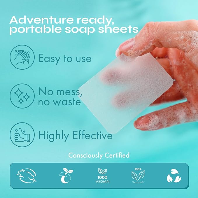 FOMIN - Paper Soap Sheets for Hand Washing - Jasmine Portable Travel Soap Sheets - Image 4