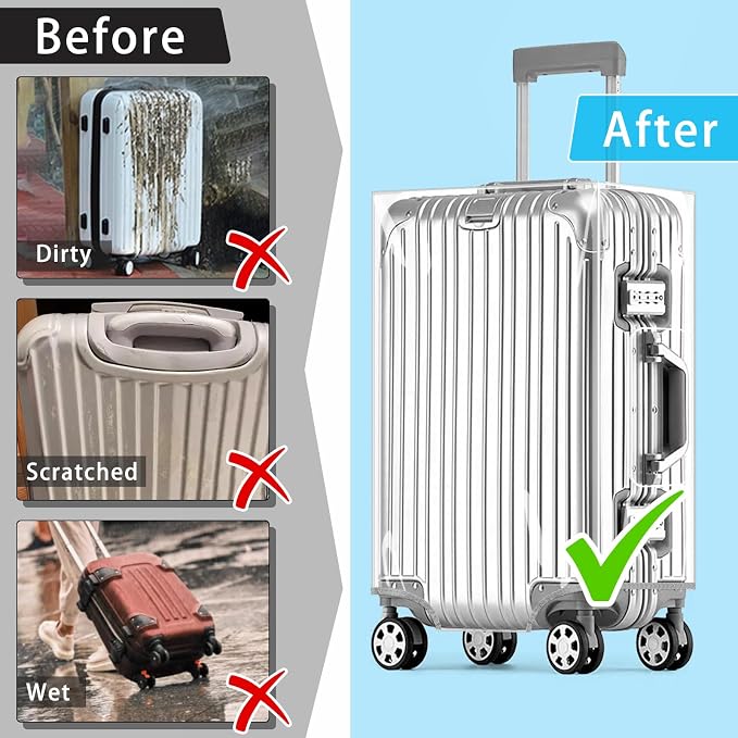 Yotako Clear PVC Suitcase Cover Tough Protector, 24 Inch Luggage Covers - Image 6
