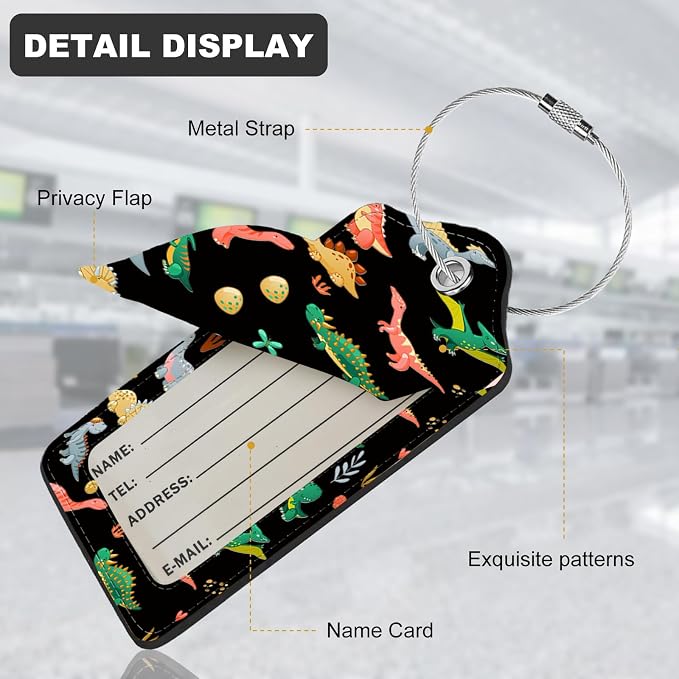 2Pack Luggage Tags for Suitcases, Cute Unique Pu Leather Cruise Luggage Tag - Image 4