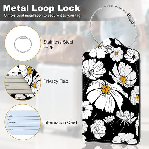 2Pack Luggage Tags for Suitcases, Cute Unique Pu Leather Cruise Luggage Tag - Image 2