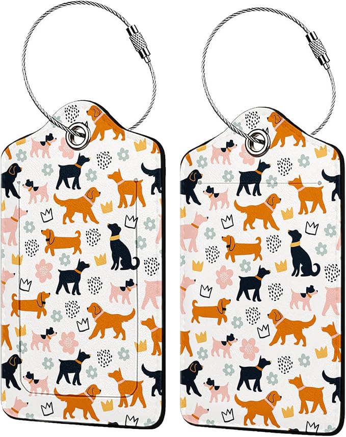 Cartoon Dogs Luggage Tags for Suitcases, 2 Pack Luggage Tag, Leather Stainless by Unknown