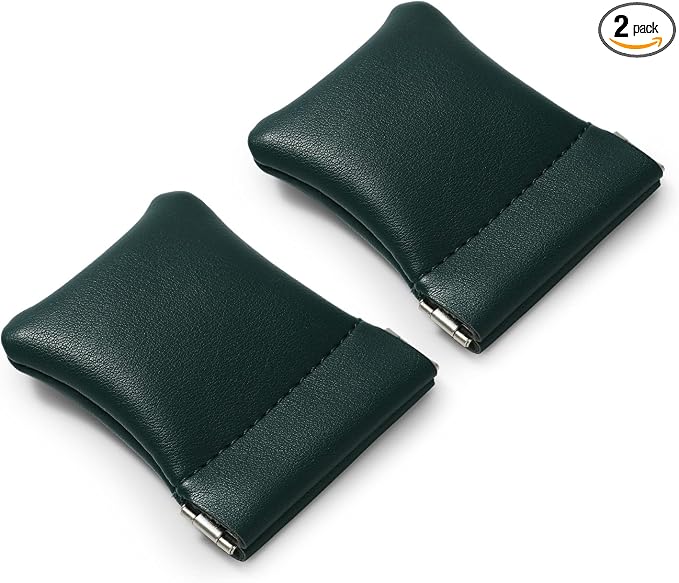 2 Pack PU Leather Slim Engagement Wedding Ring Pouch Leather Jewelry Pouch by Woodten