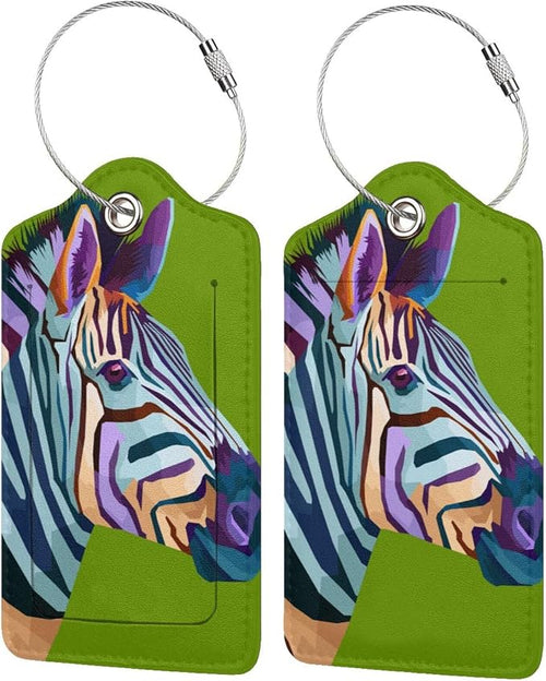 2pcs Zebra Luggage Tag for Suitcases Baggage, Colorful Airport Cruise Leahter by OUZPGAQ