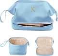 Birthday Gift for Daughter-Initial Large Makeup Bag, Personalized Double Layer by Vogewood