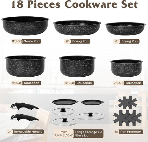 17 Pcs Pots and Pans Set Non Stick, Cookware Sets - Image 2