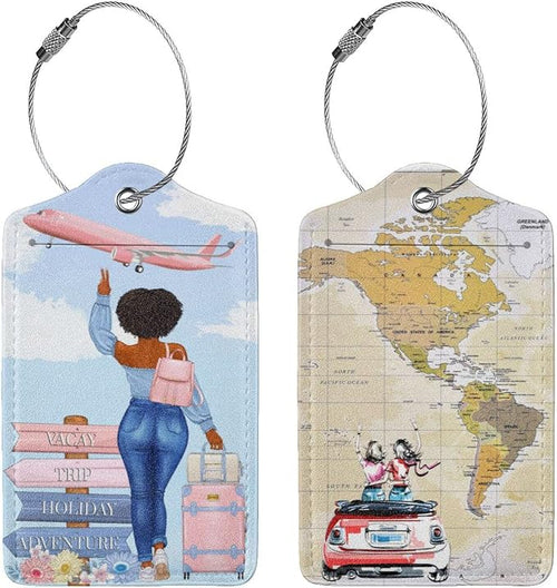 2 Pack Travel Luggage Tags for Suitcases Women Men Kids, Bag Tags for Leather - Image 2