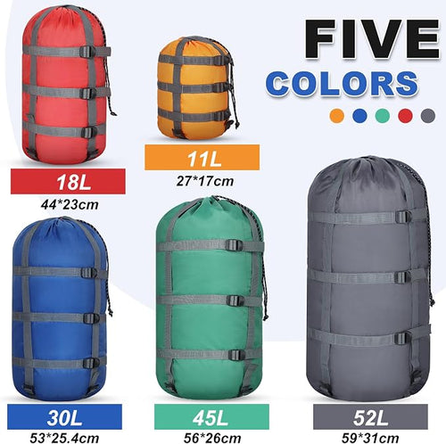 5 Pack Compression Stuff Sack 5 Assorted Size Sleeping Bag Stuff Sack - Image 2