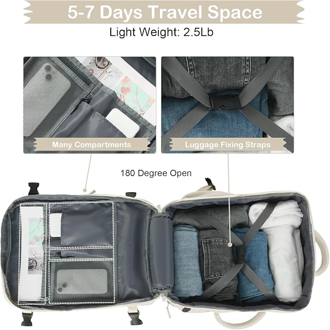 Hanples Large Travel Backpack for Women, 35L Carry on Luggage Backpack - Image 8