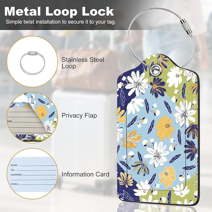 2Pack Luggage Tags for Suitcases, Cute Unique Pu Leather Cruise Luggage Tag - Image 2