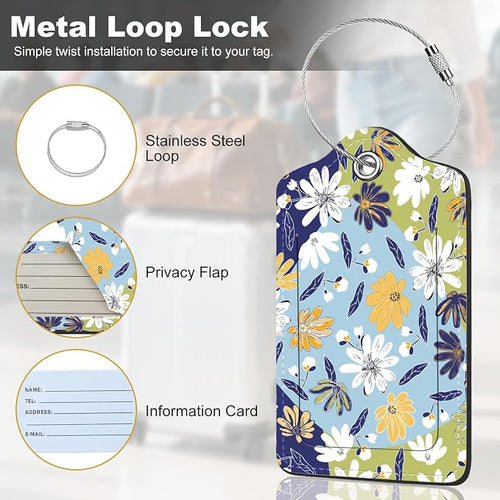 2Pack Luggage Tags for Suitcases, Cute Unique Pu Leather Cruise Luggage Tag - Image 2