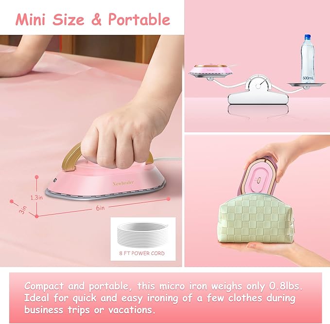 Newbealer Travel Iron with Global Voltage, 100-240V Mini Dry Iron - Image 5