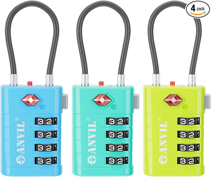 ANVIL 4 Digit Luggage Locks, TSA Locks by ANVIL