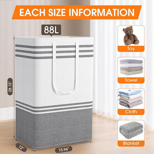 2 Pack Large Home Laundry Basket, Laundry Hamper, Freestanding Waterproof Dirty - Image 2
