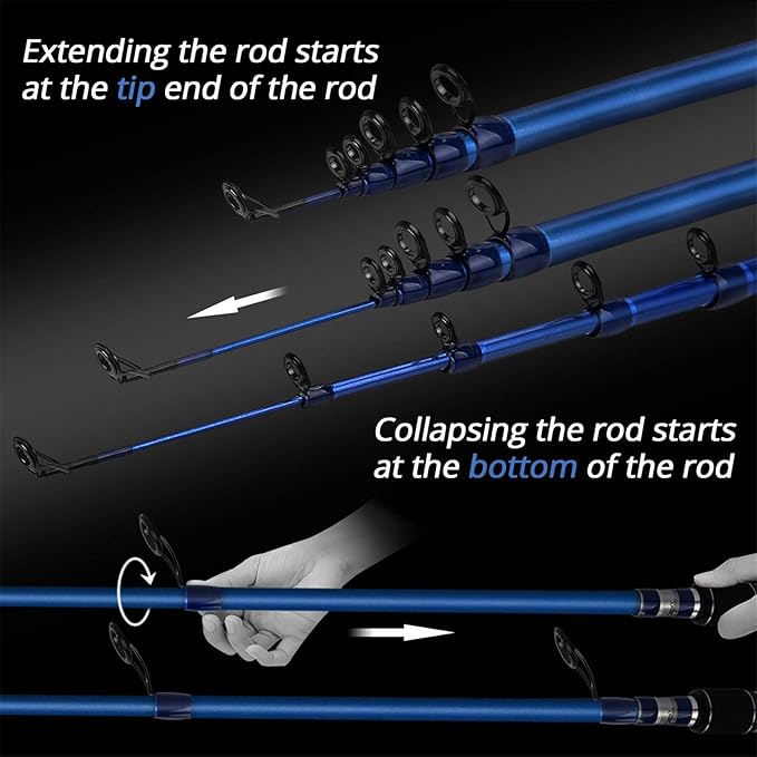 KastKing Compass Telescopic Fishing Rods and Combo, Sensitive Graphite - Image 6