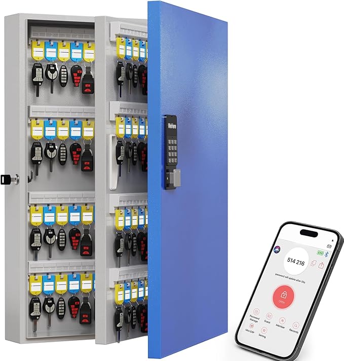 WeHere 192 Key Lock Box Wall Mount, APP Bluetooth/One Time Password/Wi-Fi by WeHereSmartBoxLock