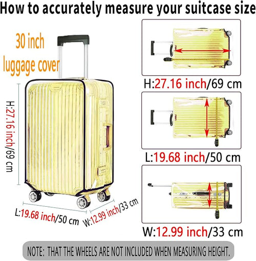 30 Inch Clear PVC Luggage Cover, 0.2mm Thick Lightweight Waterproof, - Image 2