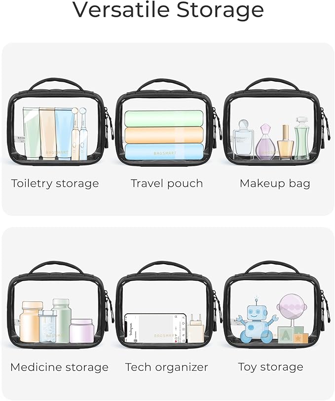 BAGSMART Clear TSA-Approved Toiletry Bag, 2 Pack Clear Makeup Bag - Image 5