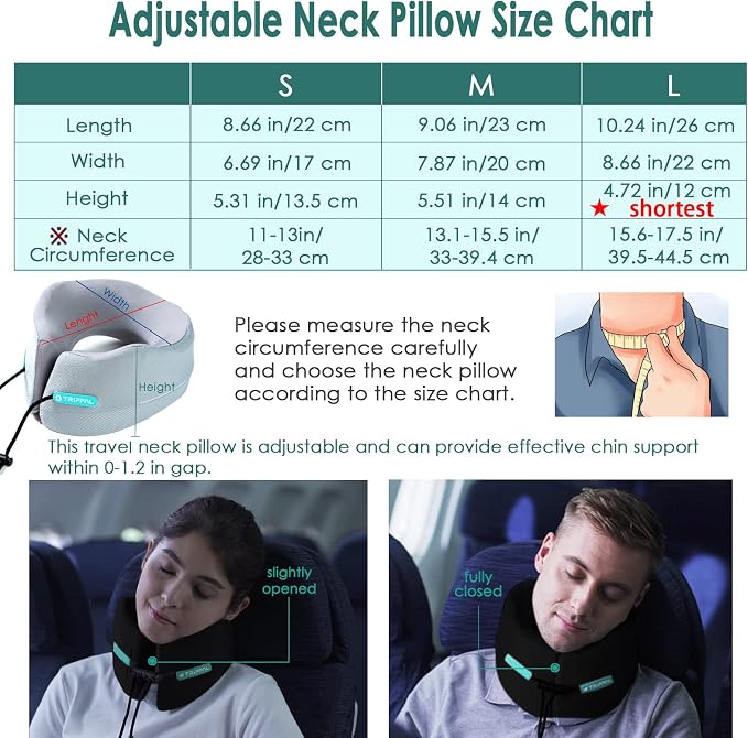 GOLDORANGE Travel Pillow Neck Chin Head Support 100% Pure Memory Foam Neck - Image 3