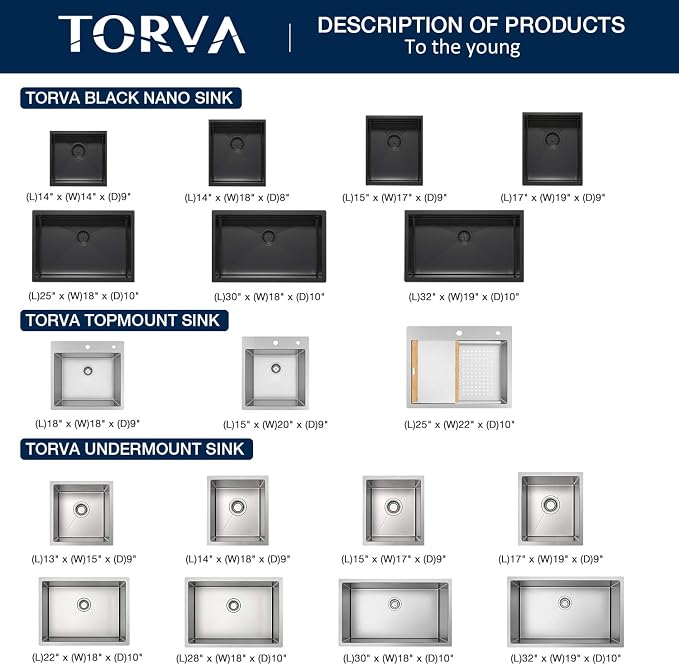 TORVA 14 x 18 Inch Undermount Kitchen Sink, Premium 304 Stainless Steel Bar Sink - Image 8