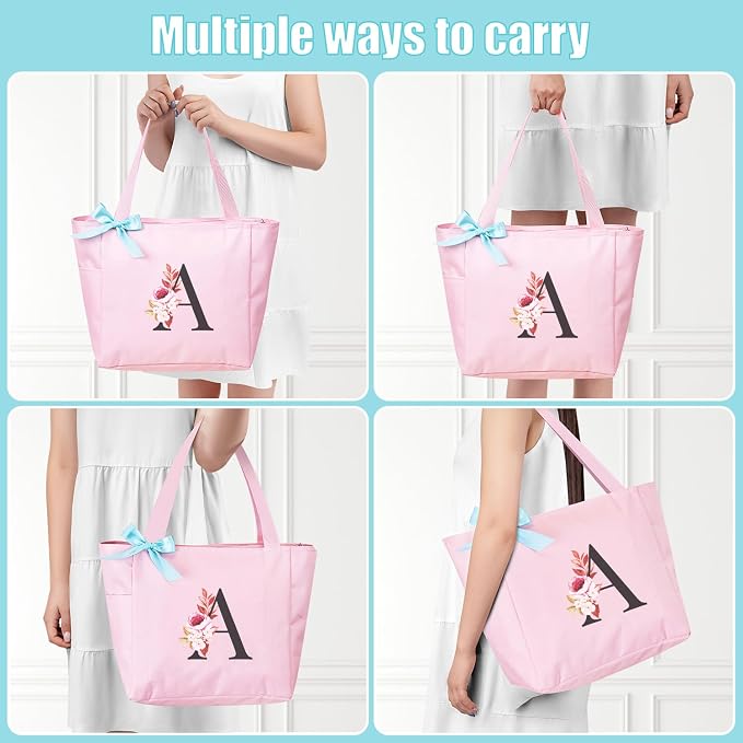 Vavabox Tote Bag, A-Z Initial Monogrammed Waterproof Tote Bag, Bridesmaid Gifts - Image 4
